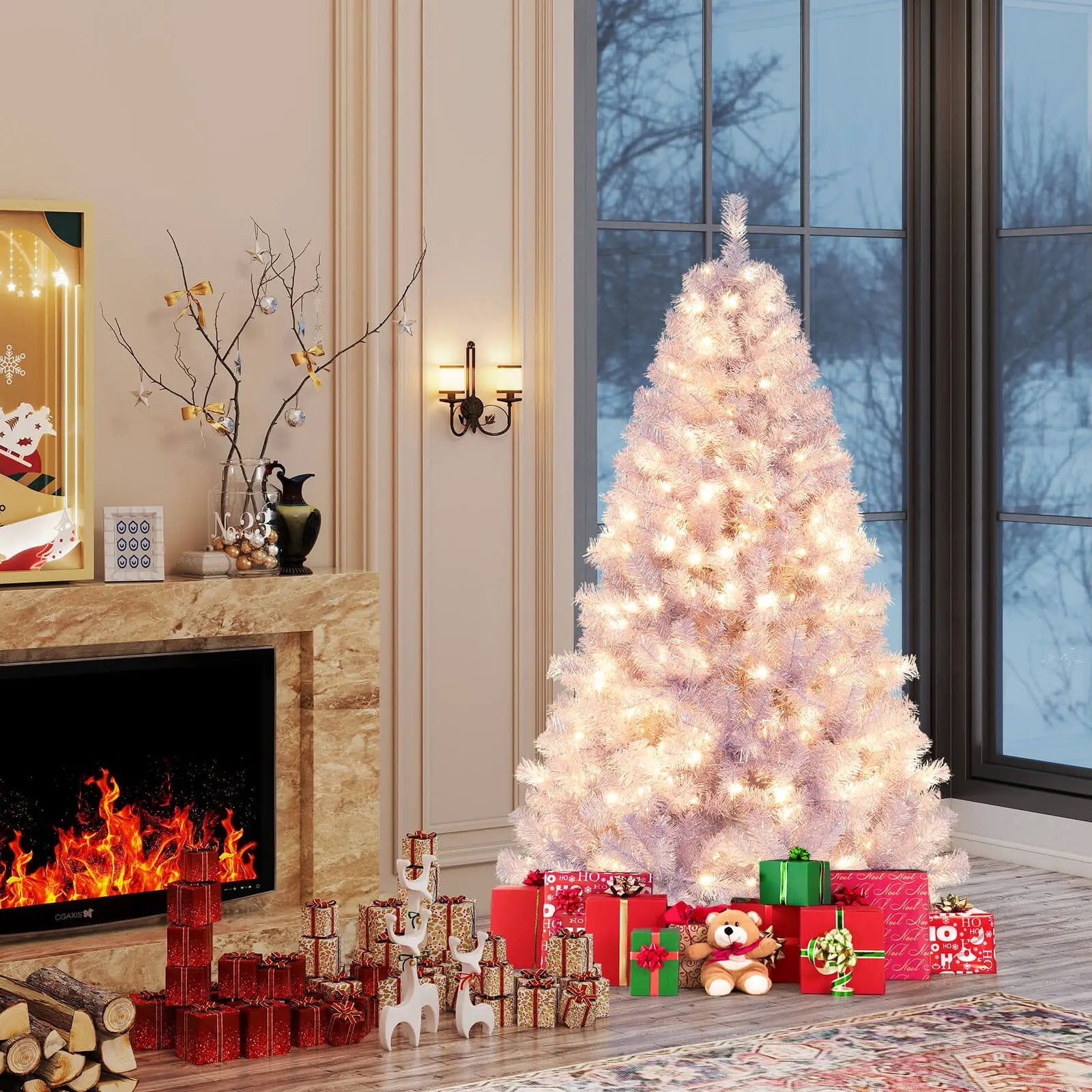 6/7.5 FT Pre-Lit Tinsel Christmas Tree Artificial Xmas Tree by DirectDeals