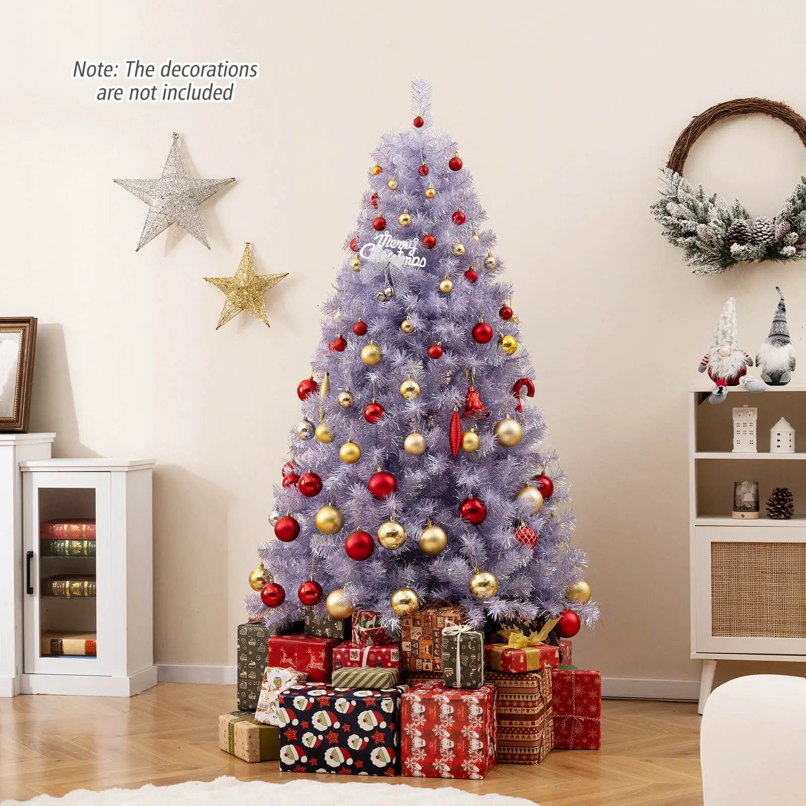 6/7.5 FT Pre-Lit Tinsel Christmas Tree Artificial Xmas Tree by DirectDeals
