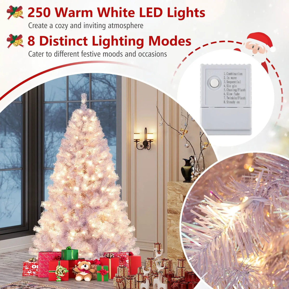 6/7.5 FT Pre-Lit Tinsel Christmas Tree Artificial Xmas Tree by DirectDeals