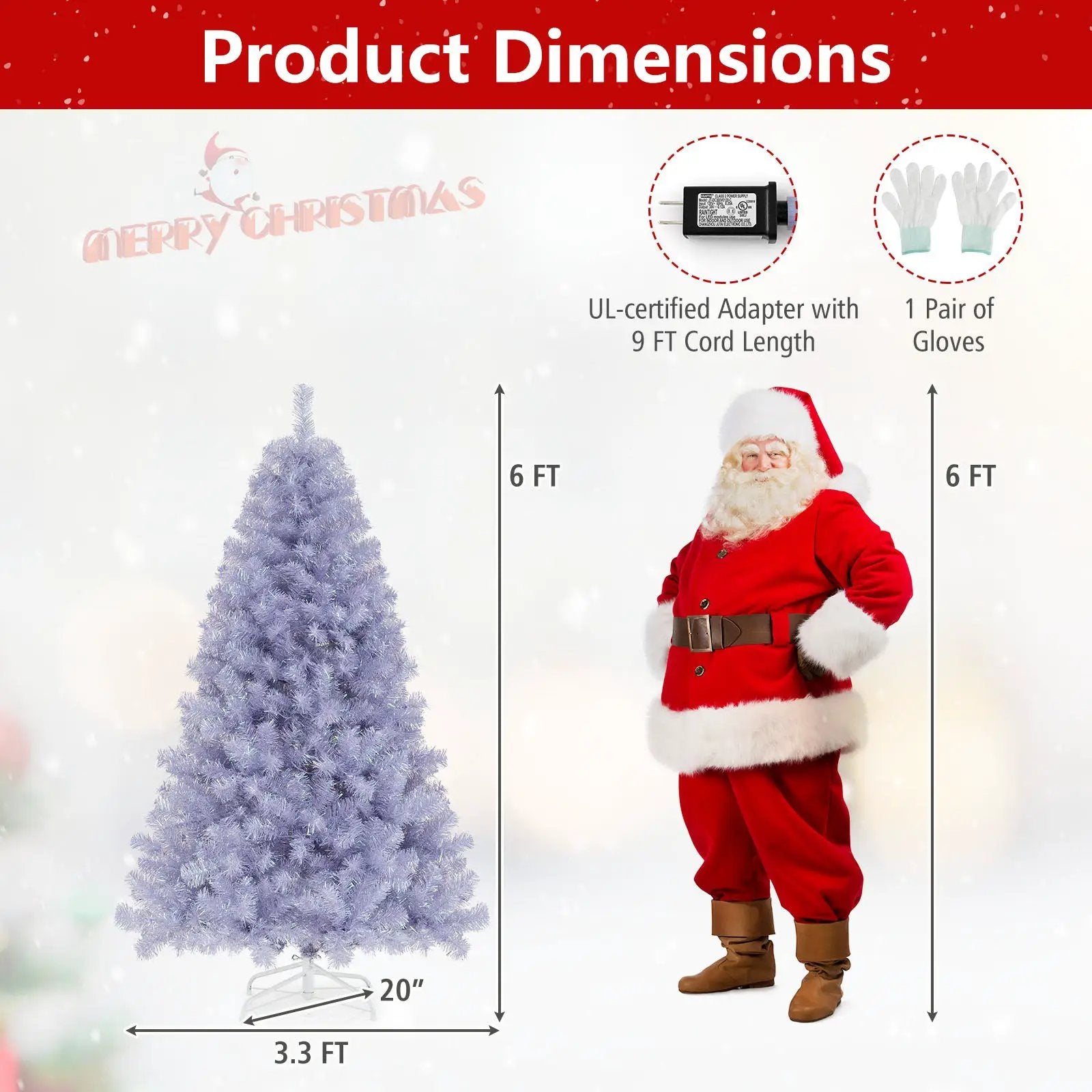 6/7.5 FT Pre-Lit Tinsel Christmas Tree Artificial Xmas Tree by DirectDeals