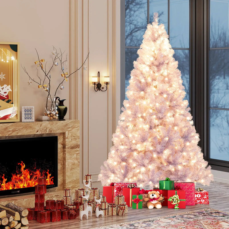 6/7.5 FT Pre-Lit Tinsel Christmas Tree Artificial Xmas Tree by DirectDeals