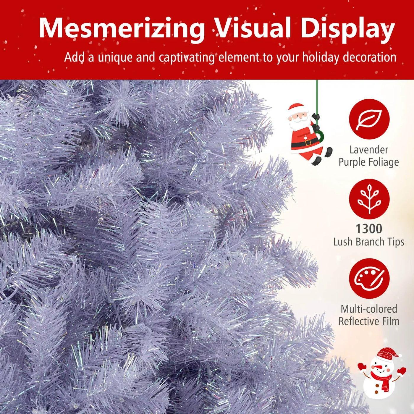 6/7.5 FT Pre-Lit Tinsel Christmas Tree Artificial Xmas Tree by DirectDeals