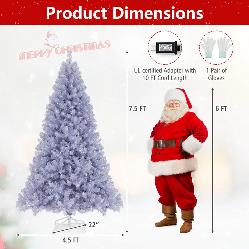 6/7.5 FT Pre-Lit Tinsel Christmas Tree Artificial Xmas Tree by DirectDeals