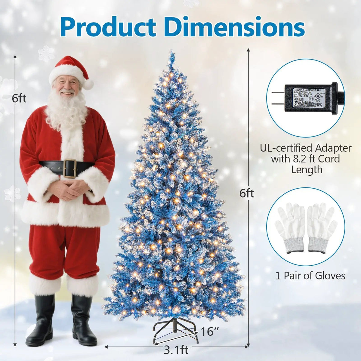 6/7/8/9 FT Artificial Christmas Tree with 767 Snowy Branch Tips by DirectDeals