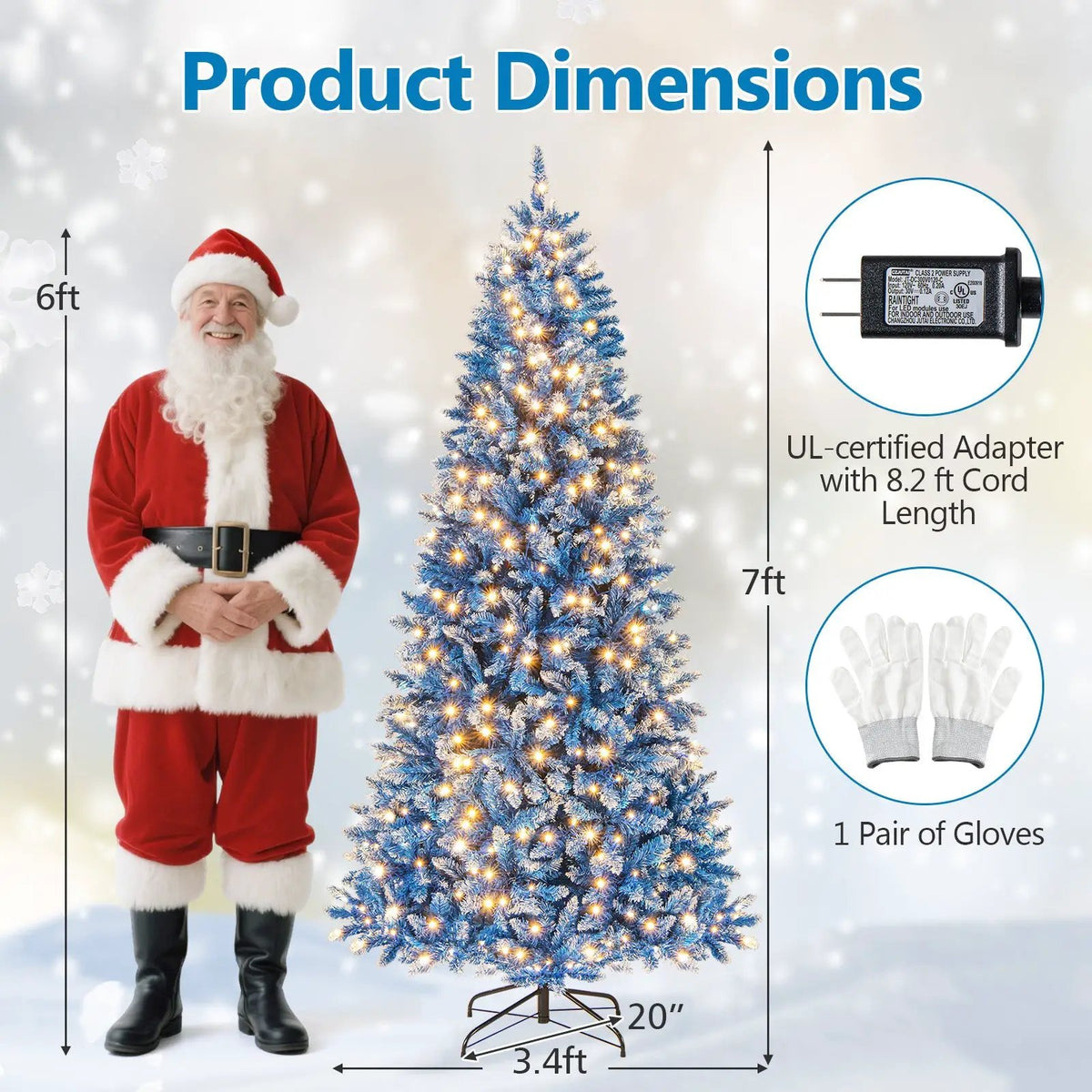 6/7/8/9 FT Artificial Christmas Tree with 767 Snowy Branch Tips by DirectDeals