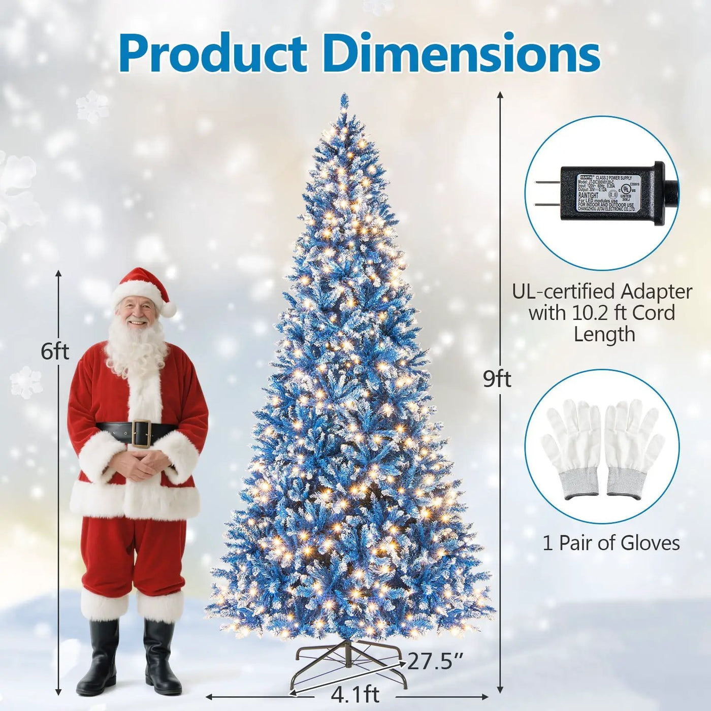 6/7/8/9 FT Artificial Christmas Tree with 767 Snowy Branch Tips by DirectDeals