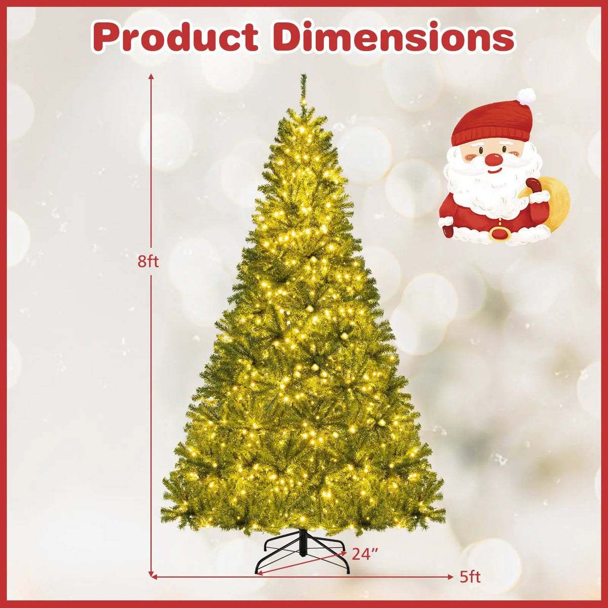 6/7/8 FT Pre-Lit Artificial Christmas Tree with Remote Control and LED Lights by DirectDeals