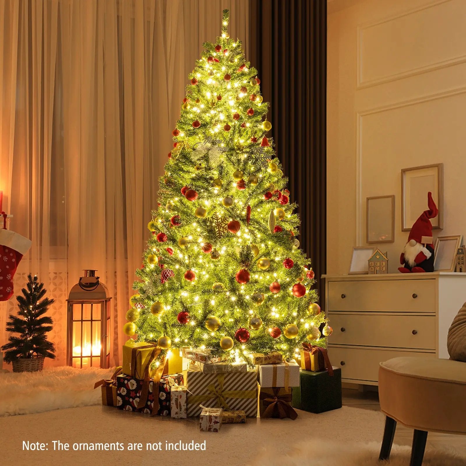 6/7/8 FT Pre-Lit Artificial Christmas Tree with Remote Control and LED Lights by DirectDeals