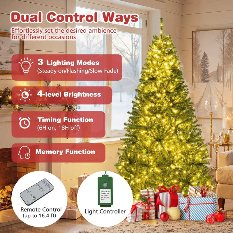 6/7/8 FT Pre-Lit Artificial Christmas Tree with Remote Control and LED Lights by DirectDeals
