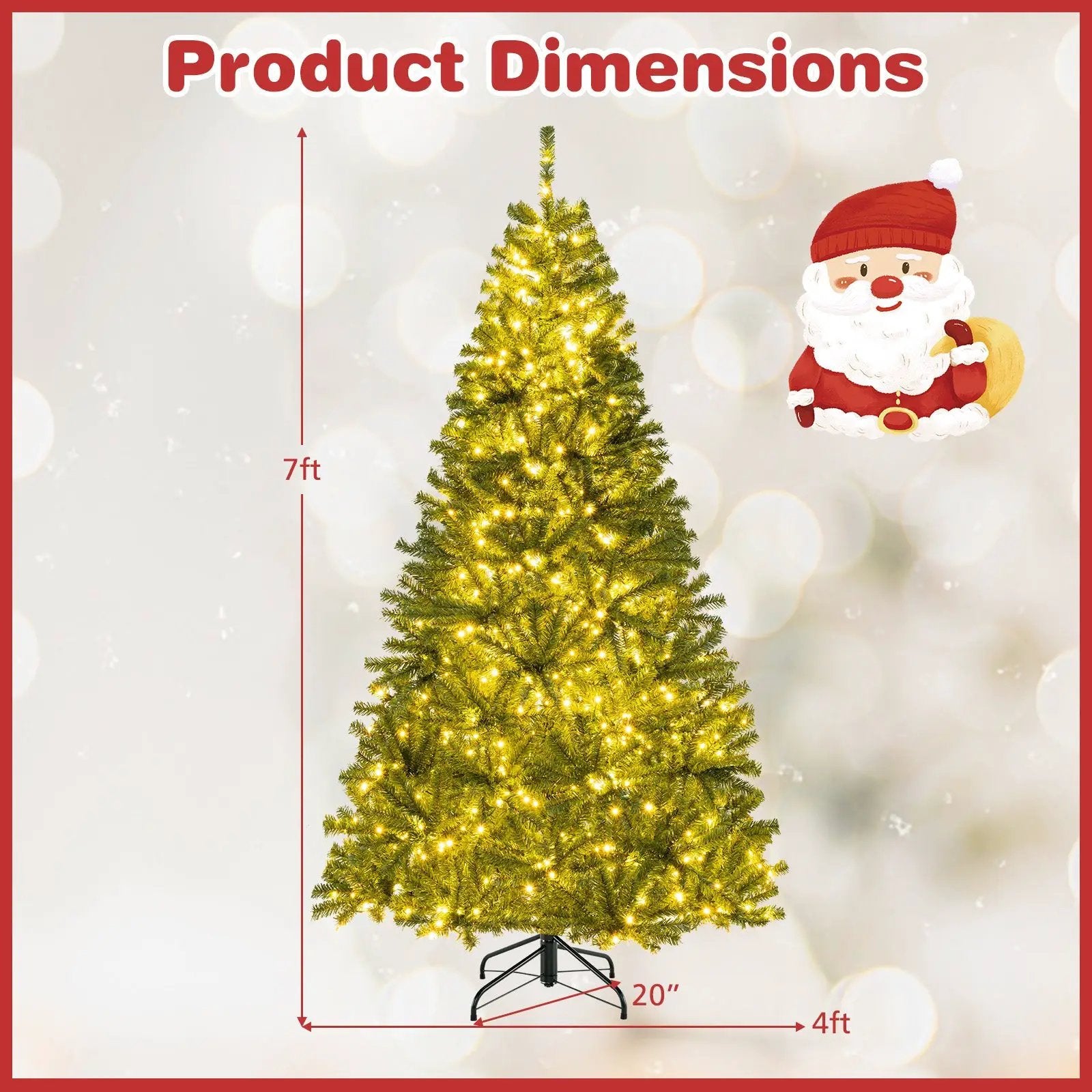 6/7/8 FT Pre-Lit Artificial Christmas Tree with Remote Control and LED Lights by DirectDeals