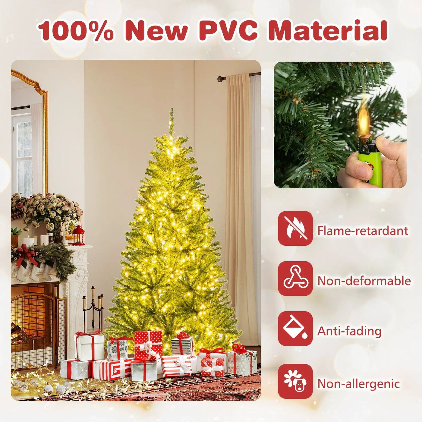 6/7/8 FT Pre-Lit Artificial Christmas Tree with Remote Control and LED Lights by DirectDeals