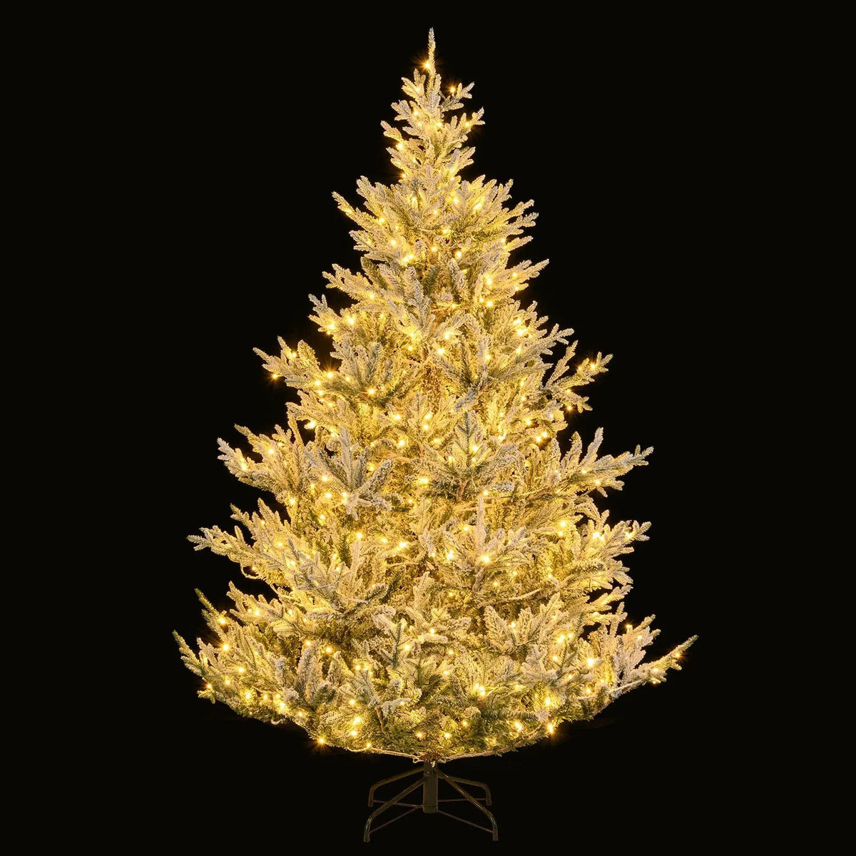 6/7/8 Feet Pre-Lit Artificial Christmas Tree Hinged Snow Flocked Xmas Tree by DirectDeals