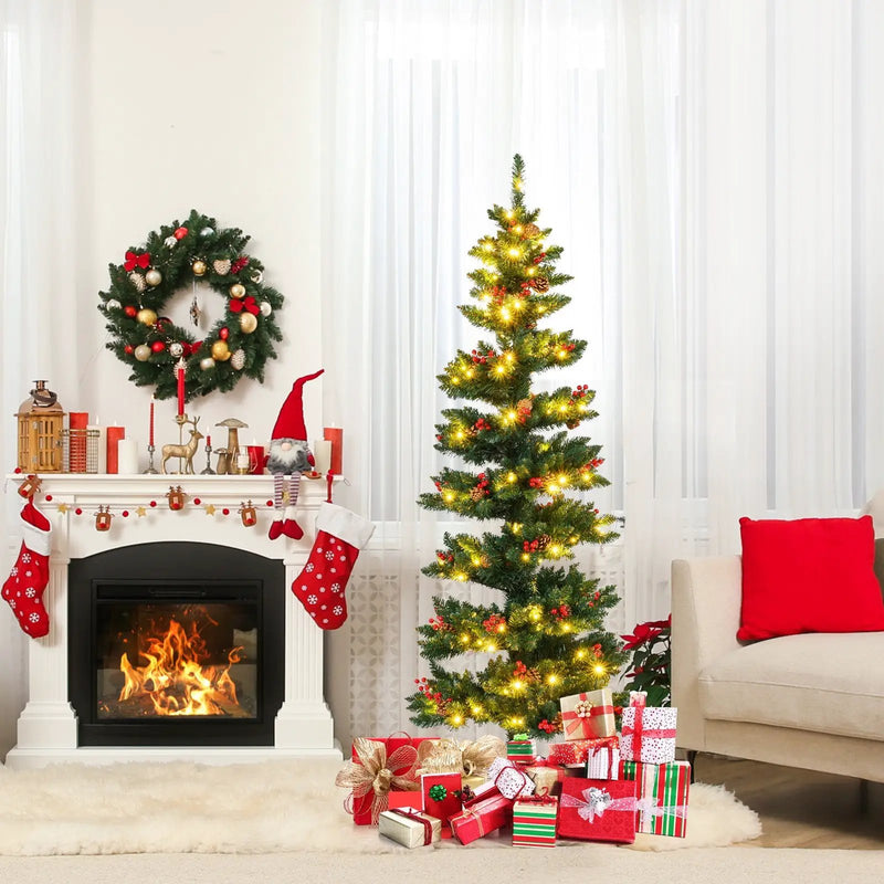 6/7 FT Pre-Lit Artificial Christmas Tree Spiral Holiday Tree with 612/791 Branch Tips and 8 Modes by DirectDeals