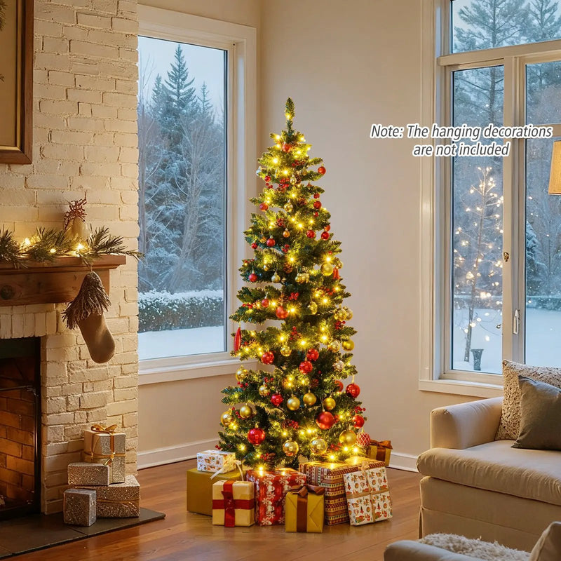 6/7 FT Pre-Lit Artificial Christmas Tree Spiral Holiday Tree with 612/791 Branch Tips and 8 Modes by DirectDeals