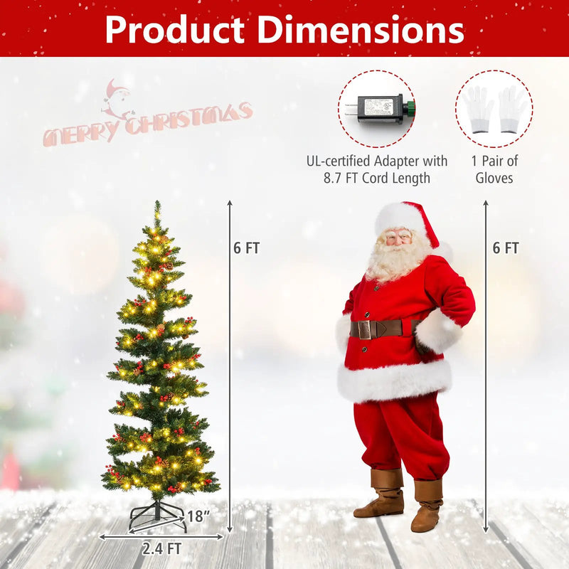 6/7 FT Pre-Lit Artificial Christmas Tree Spiral Holiday Tree with 612/791 Branch Tips and 8 Modes by DirectDeals