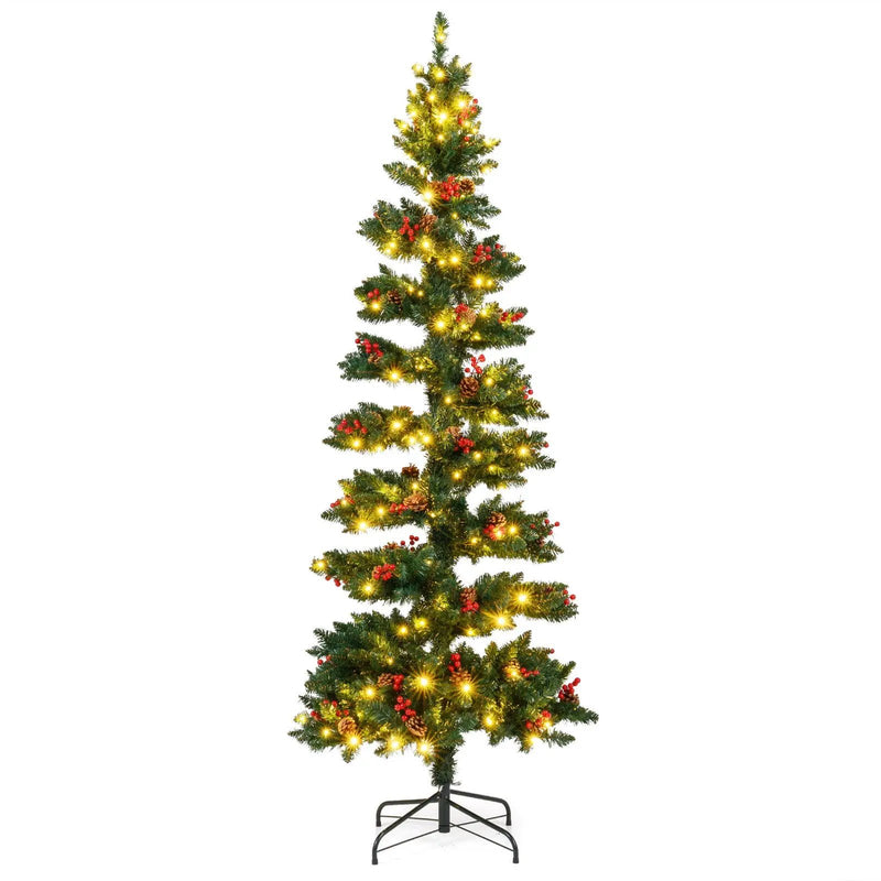 6/7 FT Pre-Lit Artificial Christmas Tree Spiral Holiday Tree with 612/791 Branch Tips and 8 Modes by DirectDeals