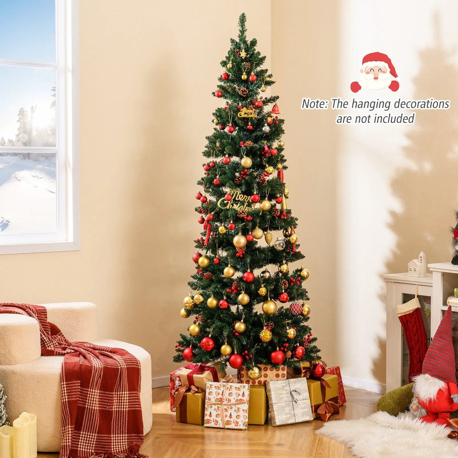 6/7 FT Pre-Lit Artificial Christmas Tree Spiral Holiday Tree with 612/791 Branch Tips and 8 Modes by DirectDeals