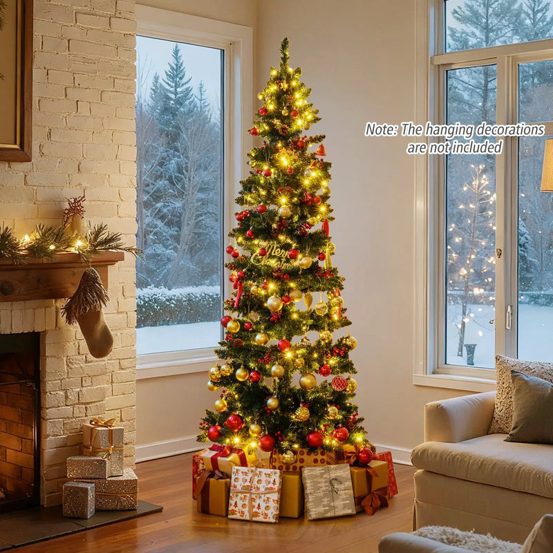 6/7 FT Pre-Lit Artificial Christmas Tree Spiral Holiday Tree with 612/791 Branch Tips and 8 Modes by DirectDeals