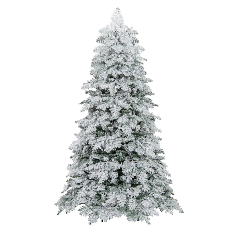 6/7 Feet Artificial Snow-flocked Christmas Tree Pre-lit Hinged Xmas Tree with 130 Twinkle Balls by DirectDeals