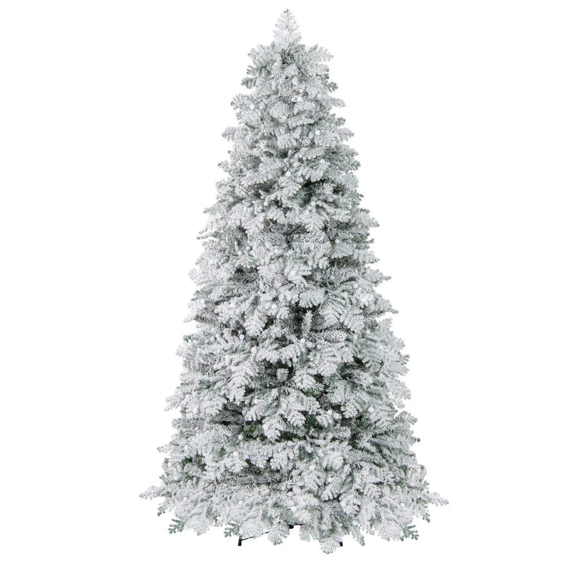 6/7 Feet Artificial Snow-flocked Christmas Tree Pre-lit Hinged Xmas Tree with 130 Twinkle Balls by DirectDeals