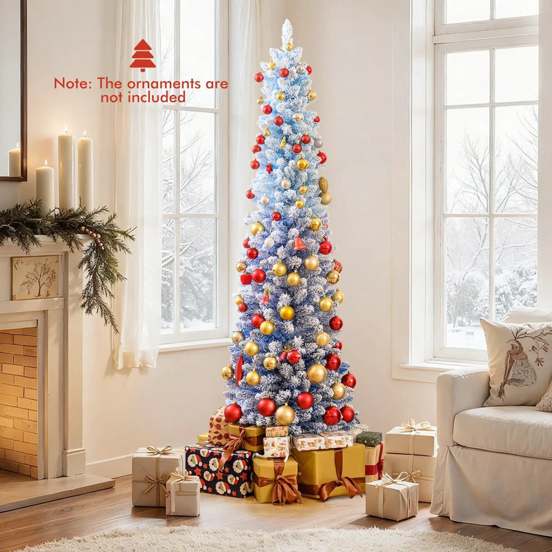 6/7 Feet Snow-flocked Artificial Christmas Tree with 220/290 Warm White LED Lights by DirectDeals