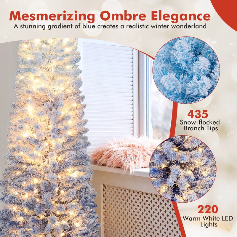 6/7 Feet Snow-flocked Artificial Christmas Tree with 220/290 Warm White LED Lights by DirectDeals