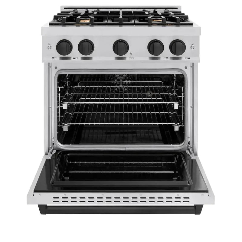 ZLINE 30" Dual Fuel Range, Gas Cooktop, Electric Convection Oven Stainless Steel, Matte Black CDRZ-30-MB by Farmhouse Kitchen and Bath