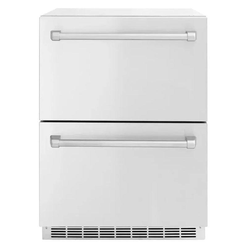 ZLINE 24" Touchstone 168 Can Outdoor-Rated Dual Refrigerator Drawer, Stainless Steel, RDSO-ST-24 by Farmhouse Kitchen and Bath