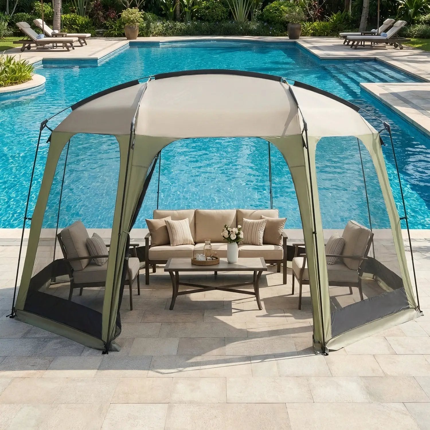 6-8 Person Netted Canopy Tent with Zippered Door by DirectDeals