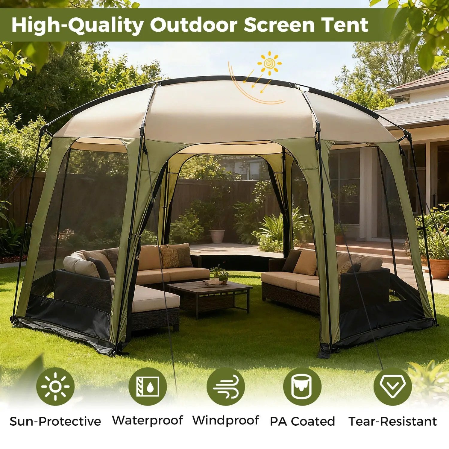 6-8 Person Netted Canopy Tent with Zippered Door by DirectDeals