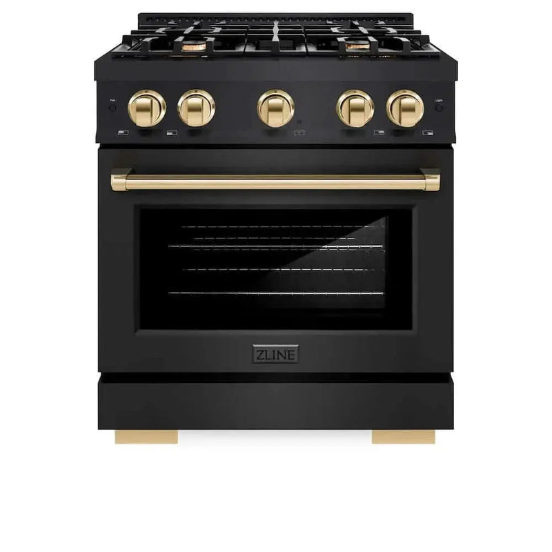 ZLINE 30" Select Gas Range Convection Gas Oven Black Stainless Steel Gold HGRBZ-30-G by Farmhouse Kitchen and Bath