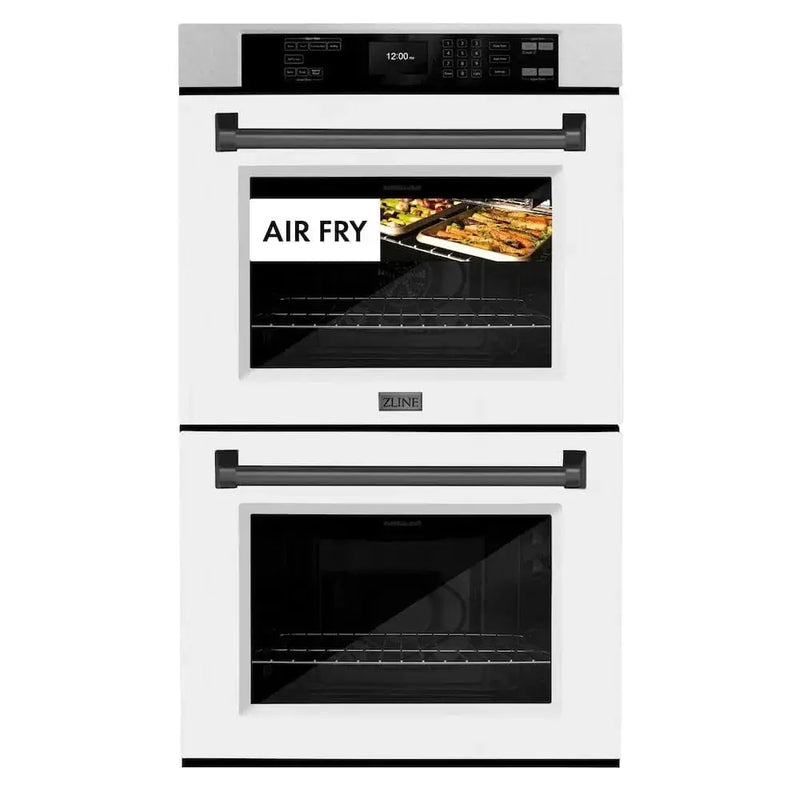 ZLINE 30"Professional True Convection Double Wall Oven, Air Fry, Self Clean, DuraSnow® Matte Black WADSZ-WM-30-MB by Farmhouse Kitchen and Bath