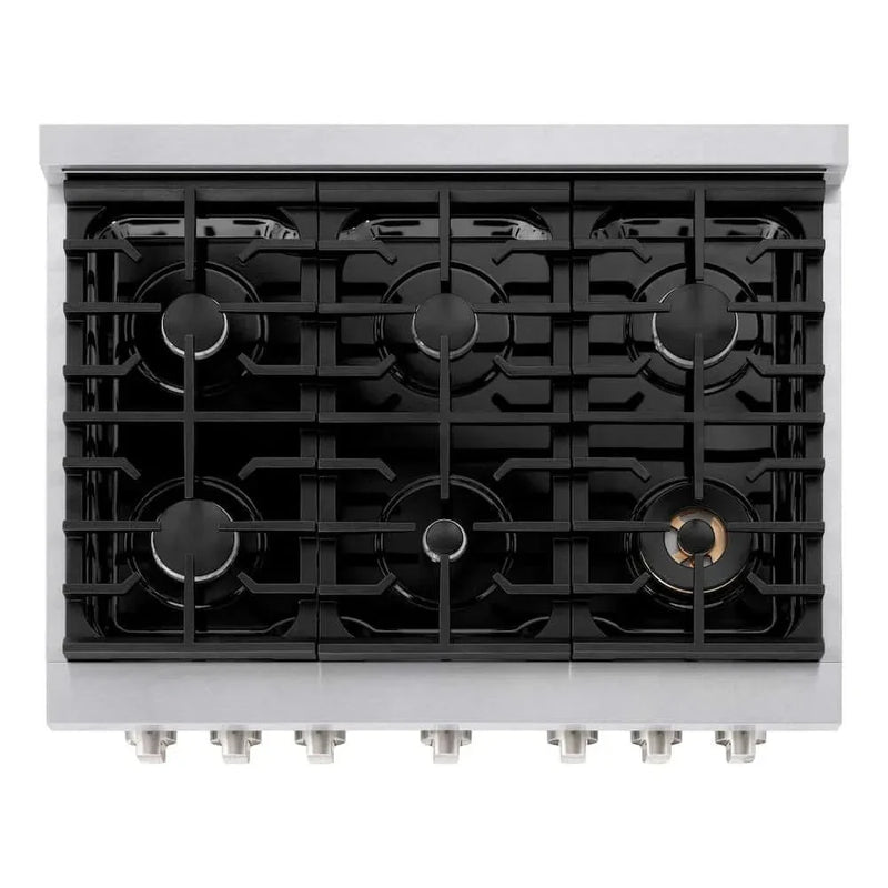 ZLINE 36"Gas Range, Convection Gas Oven , DuraSnow® Stainless Steel, SGRS-36 by Farmhouse Kitchen and Bath