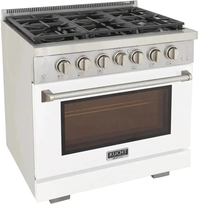 Kucht 36" Freestanding Professional Gas Range KFX3600X-W by Farmhouse Kitchen and Bath