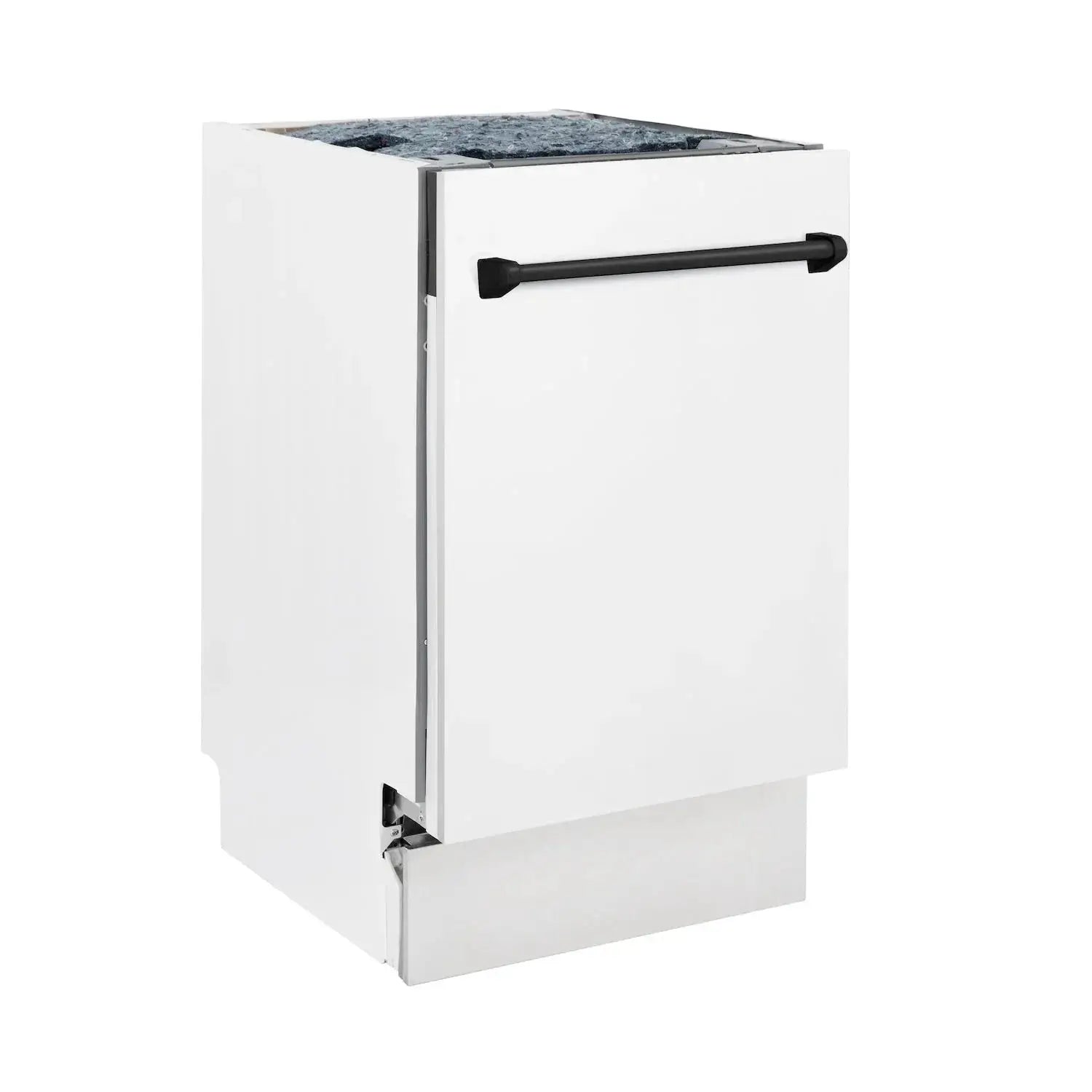 ZLINE Autograph 18" Dishwasher White Door, Black Handle DWVZ-WM-18-MB by Farmhouse Kitchen and Bath
