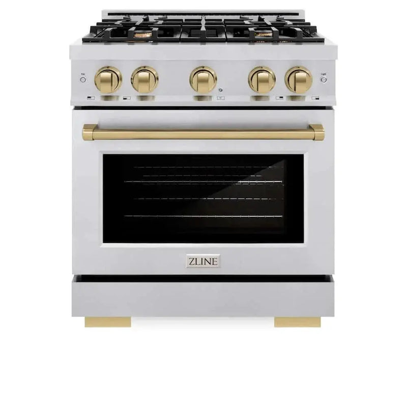 ZLINE 30" Select Gas Range Convection Gas Oven Stainless Steel Champagne Bronze HGRZ-30-CB by Farmhouse Kitchen and Bath