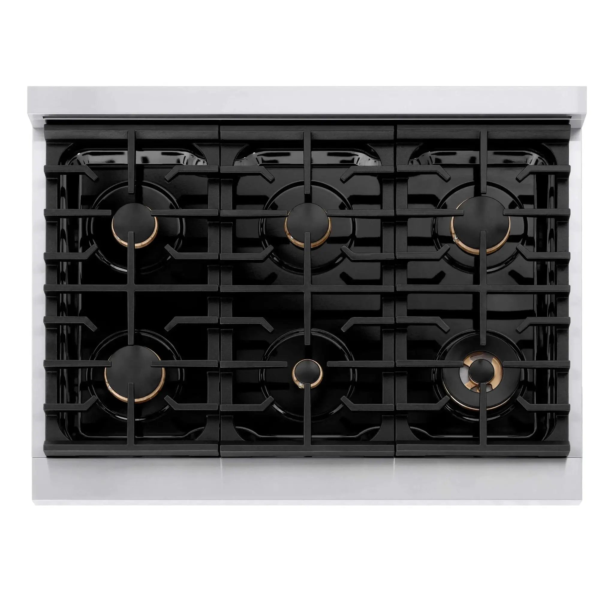 ZLINE 36"Paramount Dual Fuel Range White Matte Gold SDRZ-WM-36-G by Farmhouse Kitchen and Bath