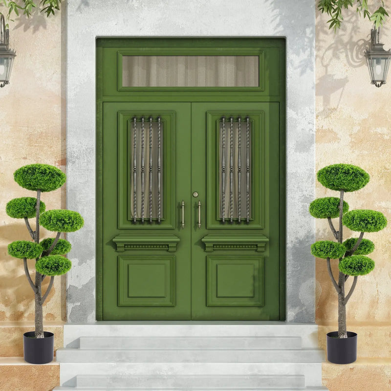 6 Ball Artificial Cypress Topiary Ball Tree with Weighted Pot for Porch by DirectDeals