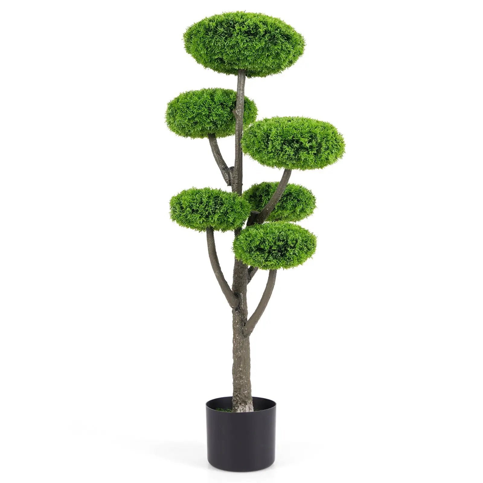 6 Ball Artificial Cypress Topiary Ball Tree with Weighted Pot for Porch by DirectDeals