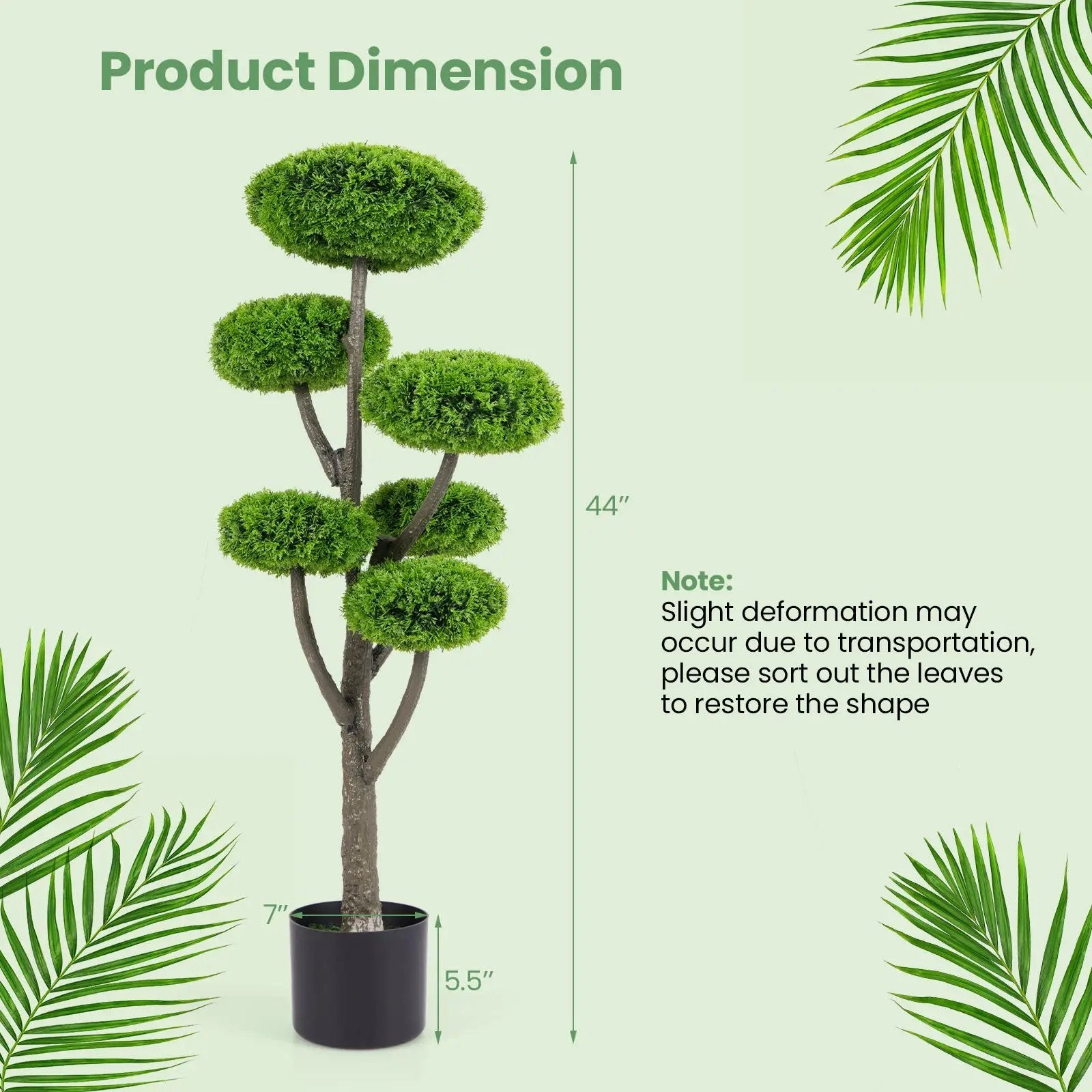 6 Ball Artificial Cypress Topiary Ball Tree with Weighted Pot for Porch by DirectDeals