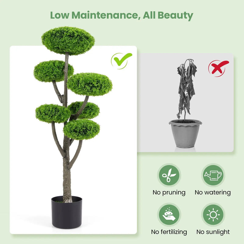 6 Ball Artificial Cypress Topiary Ball Tree with Weighted Pot for Porch by DirectDeals