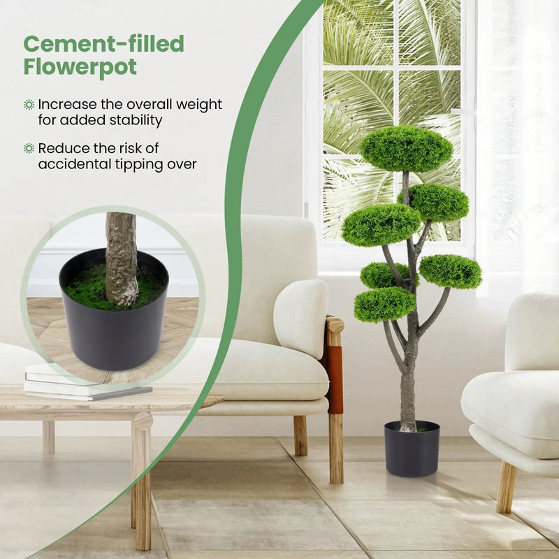 6 Ball Artificial Cypress Topiary Ball Tree with Weighted Pot for Porch by DirectDeals