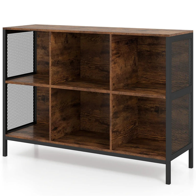 6 Cube Bookcase 42" Wide Horizontal Bookshelf with Accent Cubby Shelf by DirectDeals
