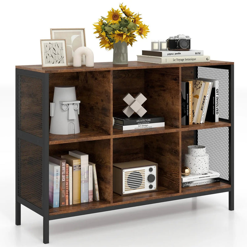 6 Cube Bookcase 42" Wide Horizontal Bookshelf with Accent Cubby Shelf by DirectDeals