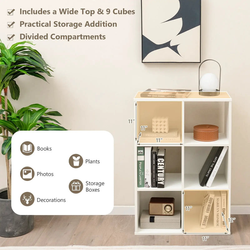 6-Cube Bookshelf 4-Tier Floor Display Shelf-White by DirectDeals
