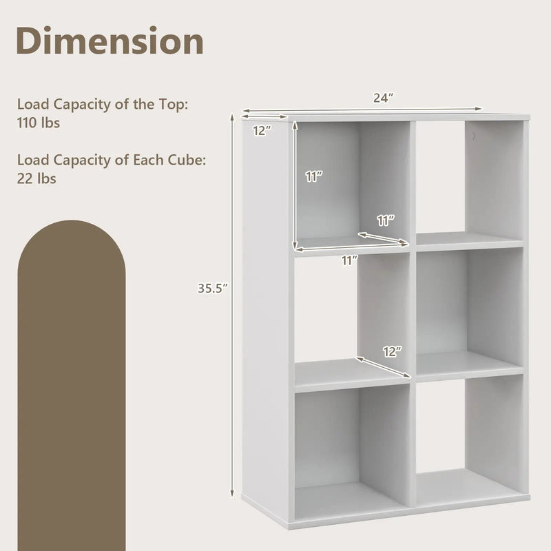 6-Cube Bookshelf 4-Tier Floor Display Shelf-White by DirectDeals