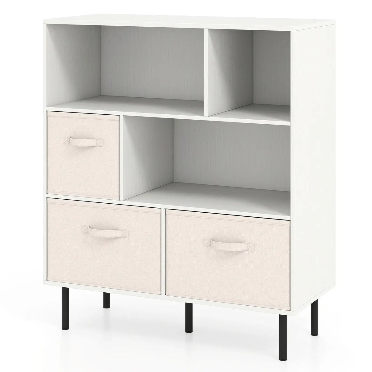 6-Cube Bookshelf with 3 Removable Folding Fabric Drawers for Living Room by DirectDeals