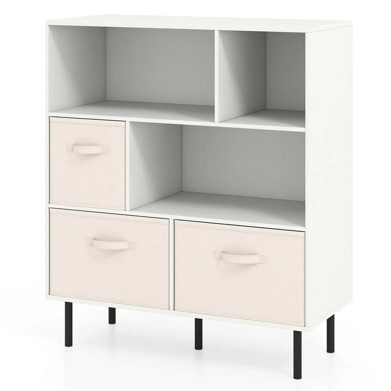 6-Cube Bookshelf with 3 Removable Folding Fabric Drawers for Living Room by DirectDeals