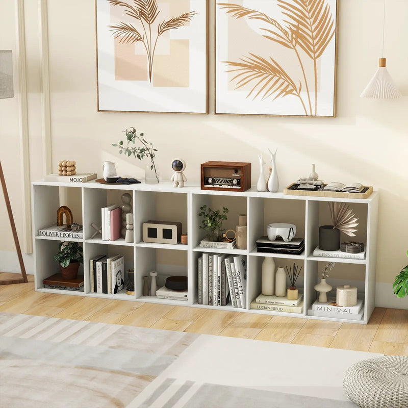 6 Cube Bookshelf with Back Guardrail for Living Room Bedroom by DirectDeals