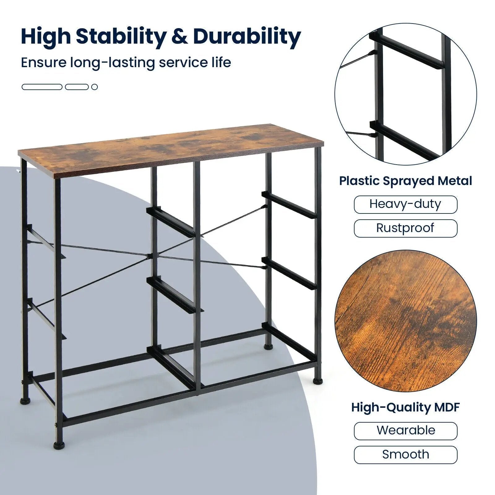 6-Drawer Dresser with Metal Frame and Anti-toppling Devices-Rustic Brown by DirectDeals